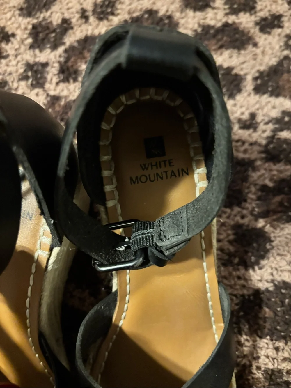White Mountain Black Faux Leather Crisscross Espadrille Wedges